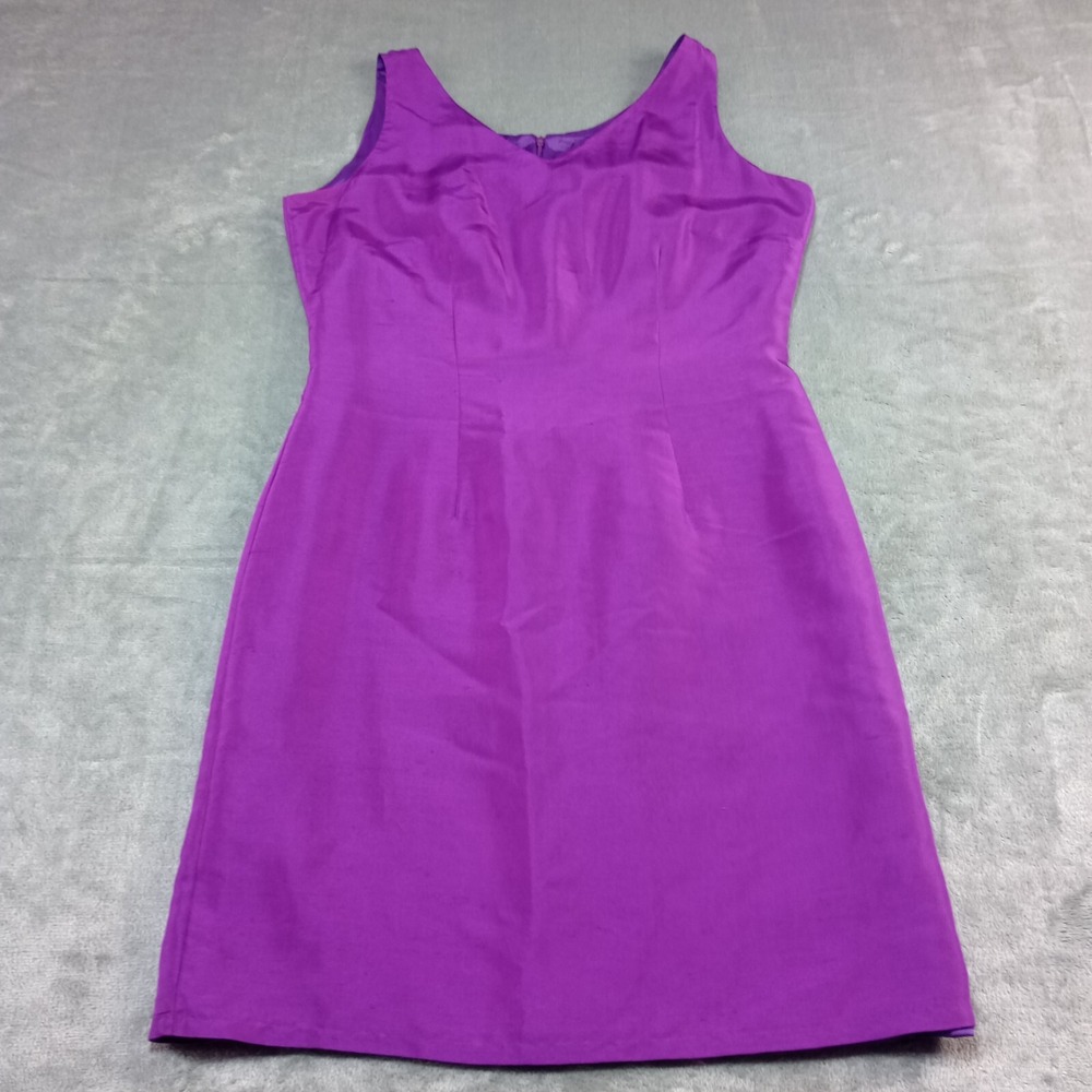 Vintage Vision Apparel Dress Womens Sz 8 Purple 100% Silk Sweatheart Satin Party